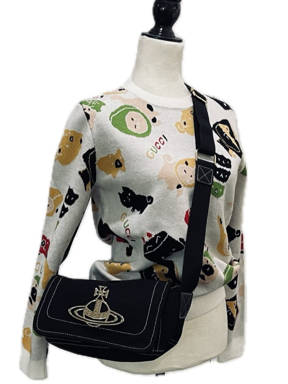 Black Crossbody with Gold Orb Emblem